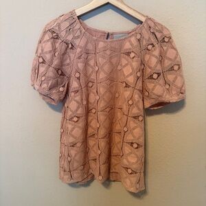 NWT MAEVE Anthropologie Top Women’s Small Short Sleeve Lace Summer  Elegant